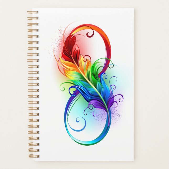 Infinity Symbol with Rainbow Feather Planner (Front)