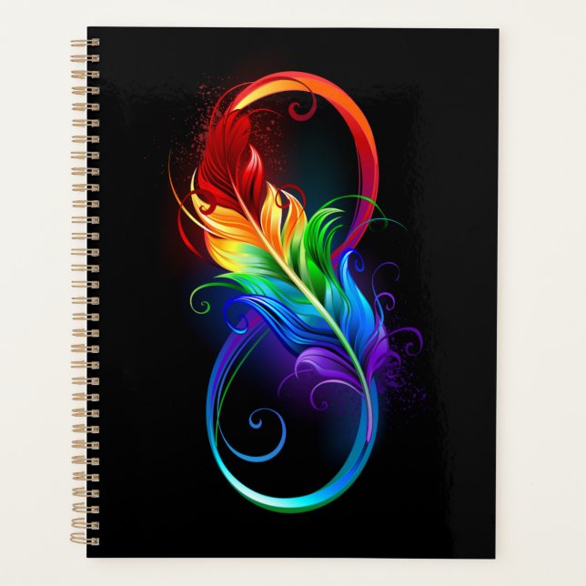 Infinity Symbol with Rainbow Feather Planner (Front)