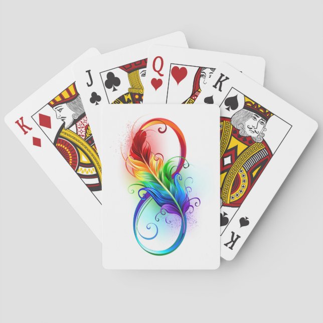 Infinity Symbol with Rainbow Feather Playing Cards (Back)