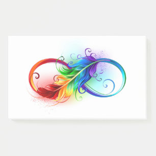 Infinity Symbol with Rainbow Feather Post-it Notes