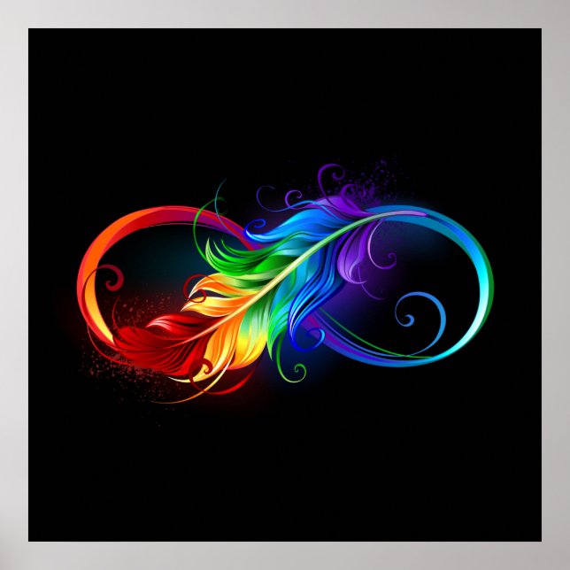 Infinity Symbol with Rainbow Feather Poster (Front)