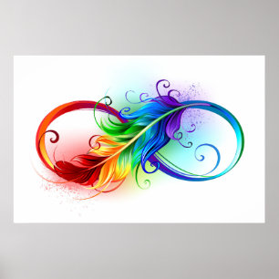 Infinity Symbol with Rainbow Feather Poster