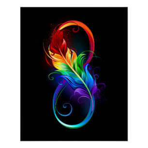 Infinity Symbol with Rainbow Feather Poster