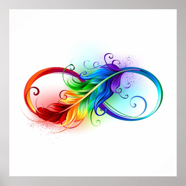 Infinity Symbol with Rainbow Feather Poster (Front)