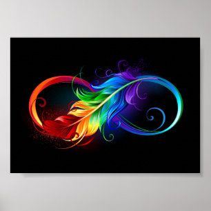 Infinity Symbol with Rainbow Feather Poster
