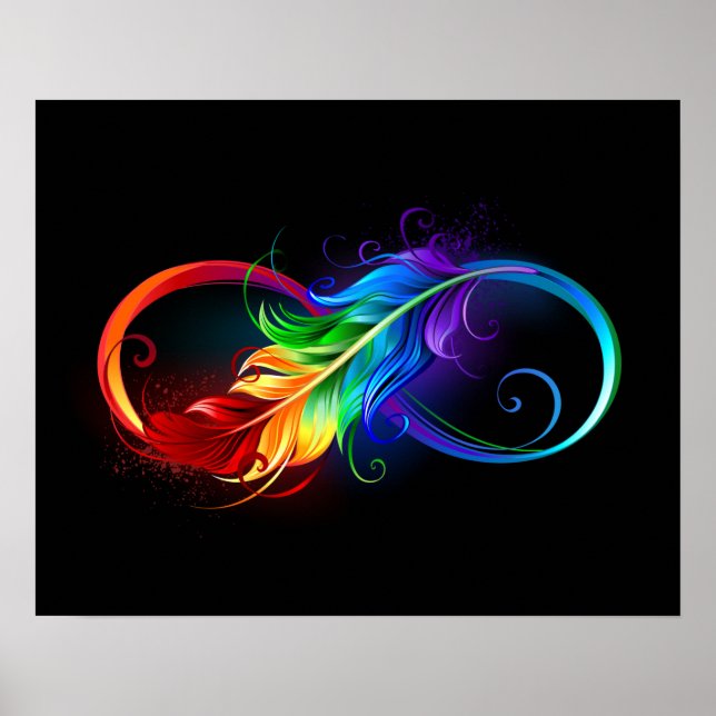 Infinity Symbol with Rainbow Feather Poster (Front)
