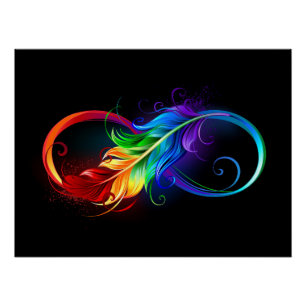 Infinity Symbol with Rainbow Feather Poster