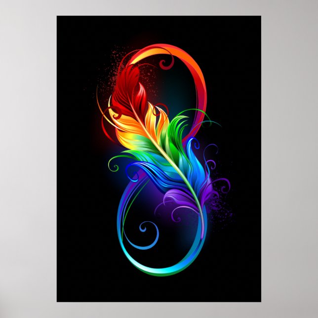 Infinity Symbol with Rainbow Feather Poster (Front)
