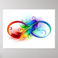 Infinity Symbol with Rainbow Feather