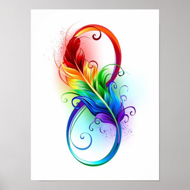 Infinity Symbol with Rainbow Feather Poster (Front)