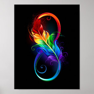 Infinity Symbol with Rainbow Feather Poster