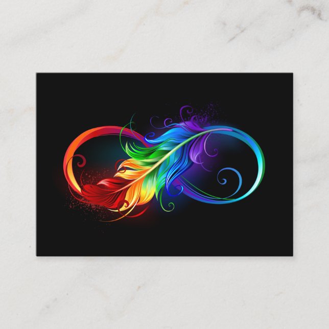 Infinity Symbol with Rainbow Feather Referral Card (Front)