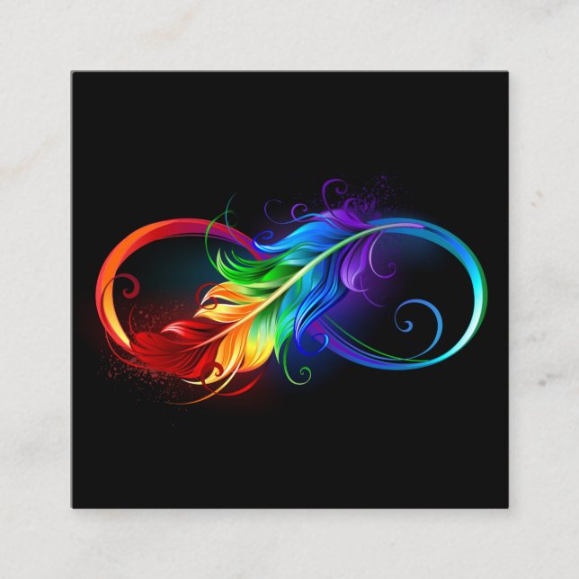 Infinity Symbol with Rainbow Feather Referral Card (Front)