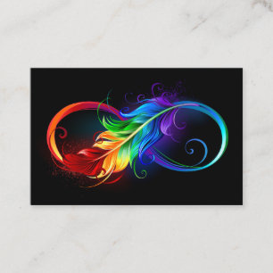Infinity Symbol with Rainbow Feather Referral Card