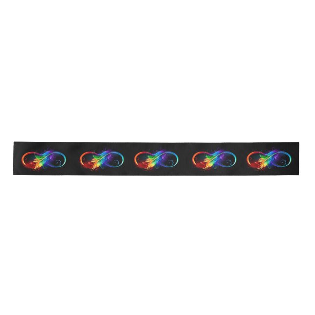 Infinity Symbol with Rainbow Feather Satin Ribbon (Front)