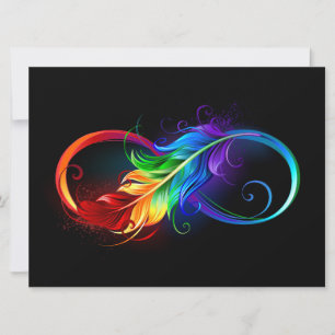 Infinity Symbol with Rainbow Feather Save The Date