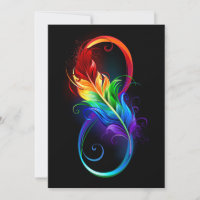 Infinity Symbol with Rainbow Feather