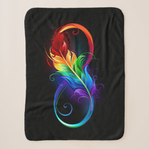 Infinity Symbol with Rainbow Feather Sherpa Blanket
