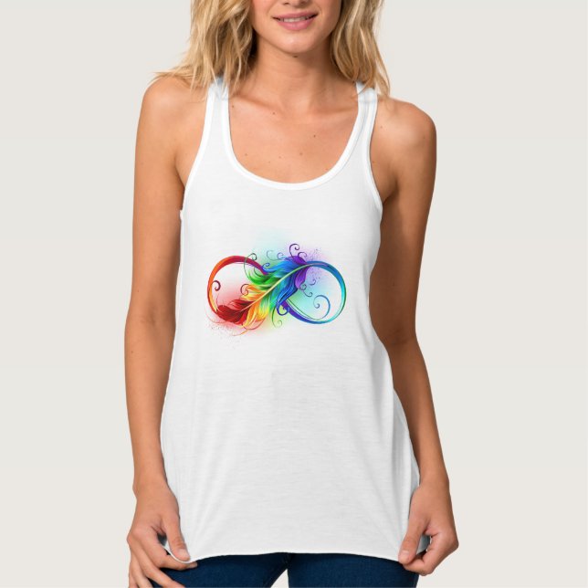 Infinity Symbol with Rainbow Feather Singlet (Front)