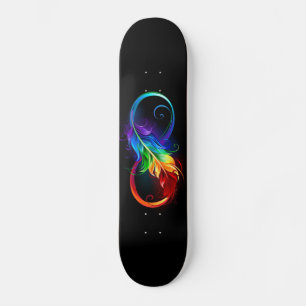Infinity Symbol with Rainbow Feather Skateboard