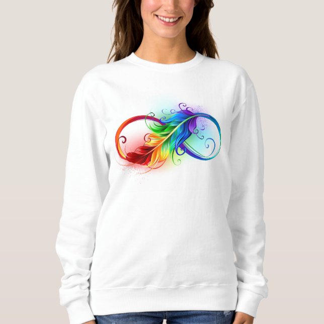 Infinity Symbol with Rainbow Feather Sweatshirt (Front)