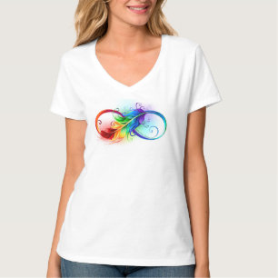 Infinity Symbol with Rainbow Feather T-Shirt