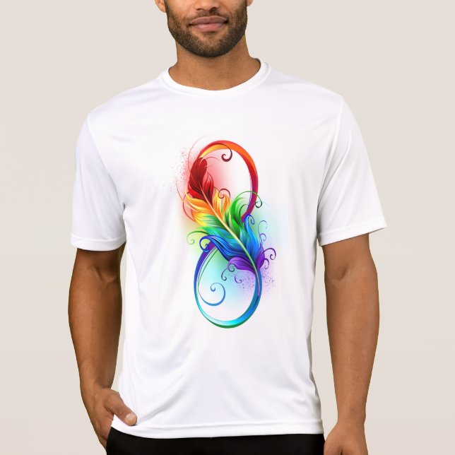 Infinity Symbol with Rainbow Feather T-Shirt (Front)