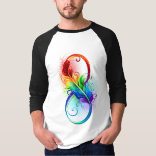 Infinity Symbol with Rainbow Feather T-Shirt