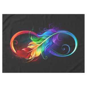 Infinity Symbol with Rainbow Feather Tablecloth