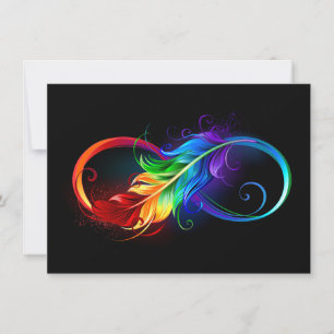 Infinity Symbol with Rainbow Feather Thank You Card