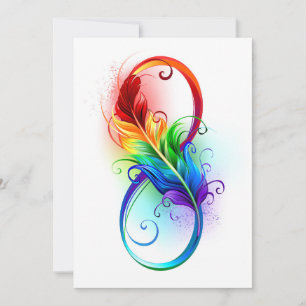 Infinity Symbol with Rainbow Feather Thank You Card
