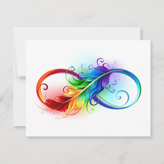 Infinity Symbol with Rainbow Feather Thank You Card (Front)