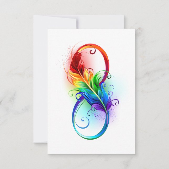 Infinity Symbol with Rainbow Feather Thank You Card (Front)