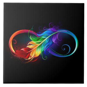 Infinity Symbol with Rainbow Feather Tile