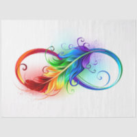 Infinity Symbol with Rainbow Feather