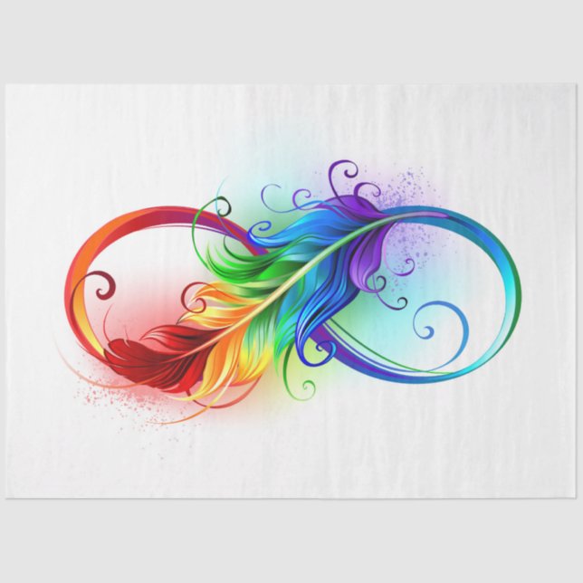 Infinity Symbol with Rainbow Feather Tissue Paper (Front)