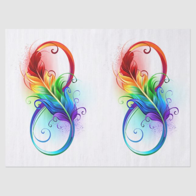 Infinity Symbol with Rainbow Feather Tissue Paper (Front)
