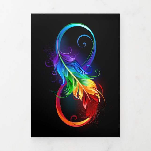 Infinity Symbol with Rainbow Feather Tri-Fold Announcement (Cover)