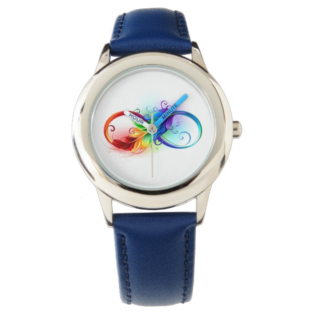 Infinity Symbol with Rainbow Feather Watch (Front)