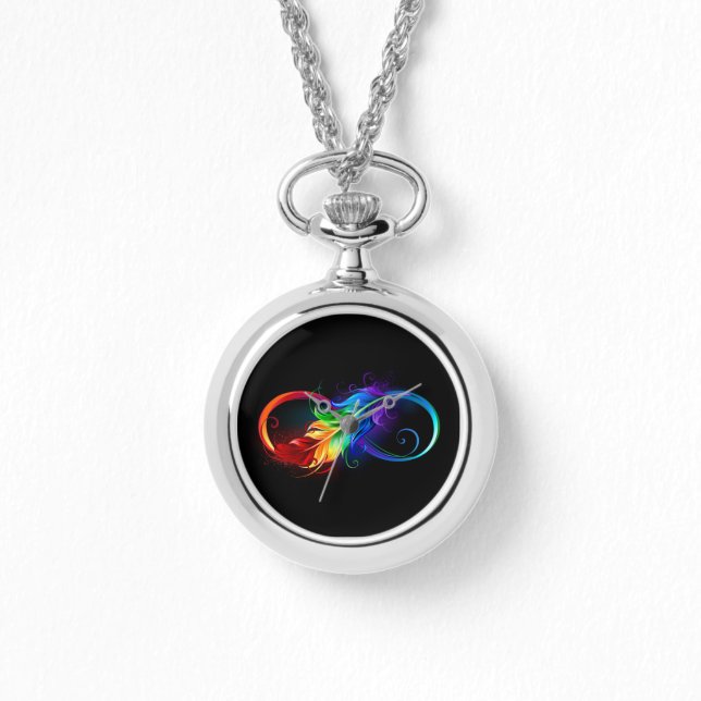 Infinity Symbol with Rainbow Feather Watch (Front)