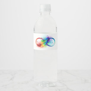 Infinity Symbol with Rainbow Feather Water Bottle Label