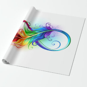 Infinity Symbol with Rainbow Feather Wrapping Paper