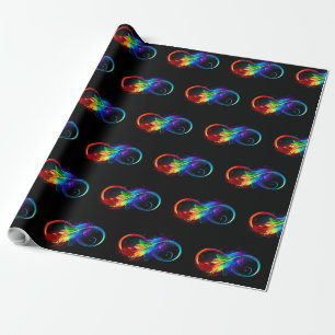Infinity Symbol with Rainbow Feather Wrapping Paper
