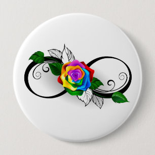 Infinity Symbol with Rainbow Rose 10 Cm Round Badge
