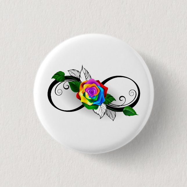 Infinity Symbol with Rainbow Rose 3 Cm Round Badge (Front)