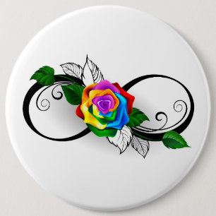 Infinity Symbol with Rainbow Rose 6 Cm Round Badge