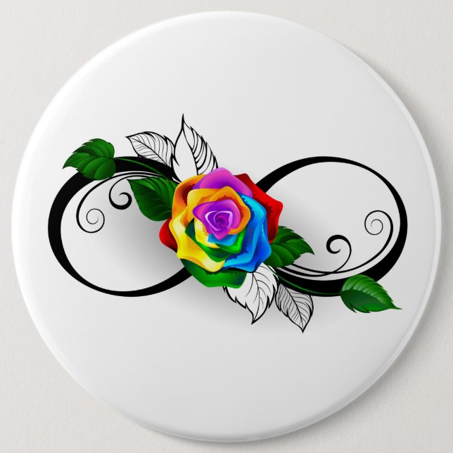 Infinity Symbol with Rainbow Rose 6 Cm Round Badge (Front)
