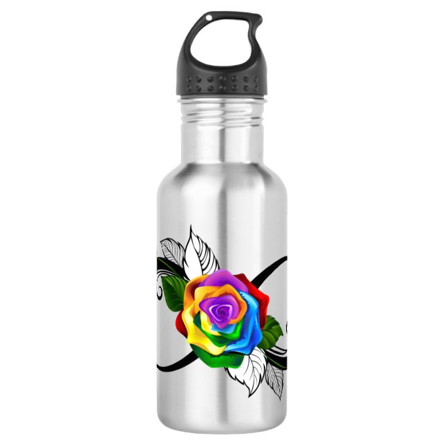 Infinity Symbol with Rainbow Rose 710 Ml Water Bottle (Front)