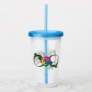 Infinity Symbol with Rainbow Rose Acrylic Tumbler