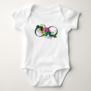 Infinity Symbol with Rainbow Rose Baby Bodysuit